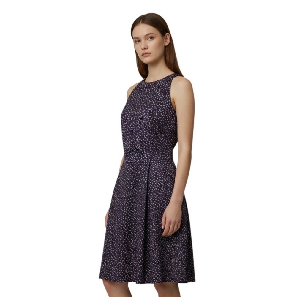 Copper Key Halter Dress Navy Pink‎ Floral Knit Jr. Large Fit Flare Zipper Dainty